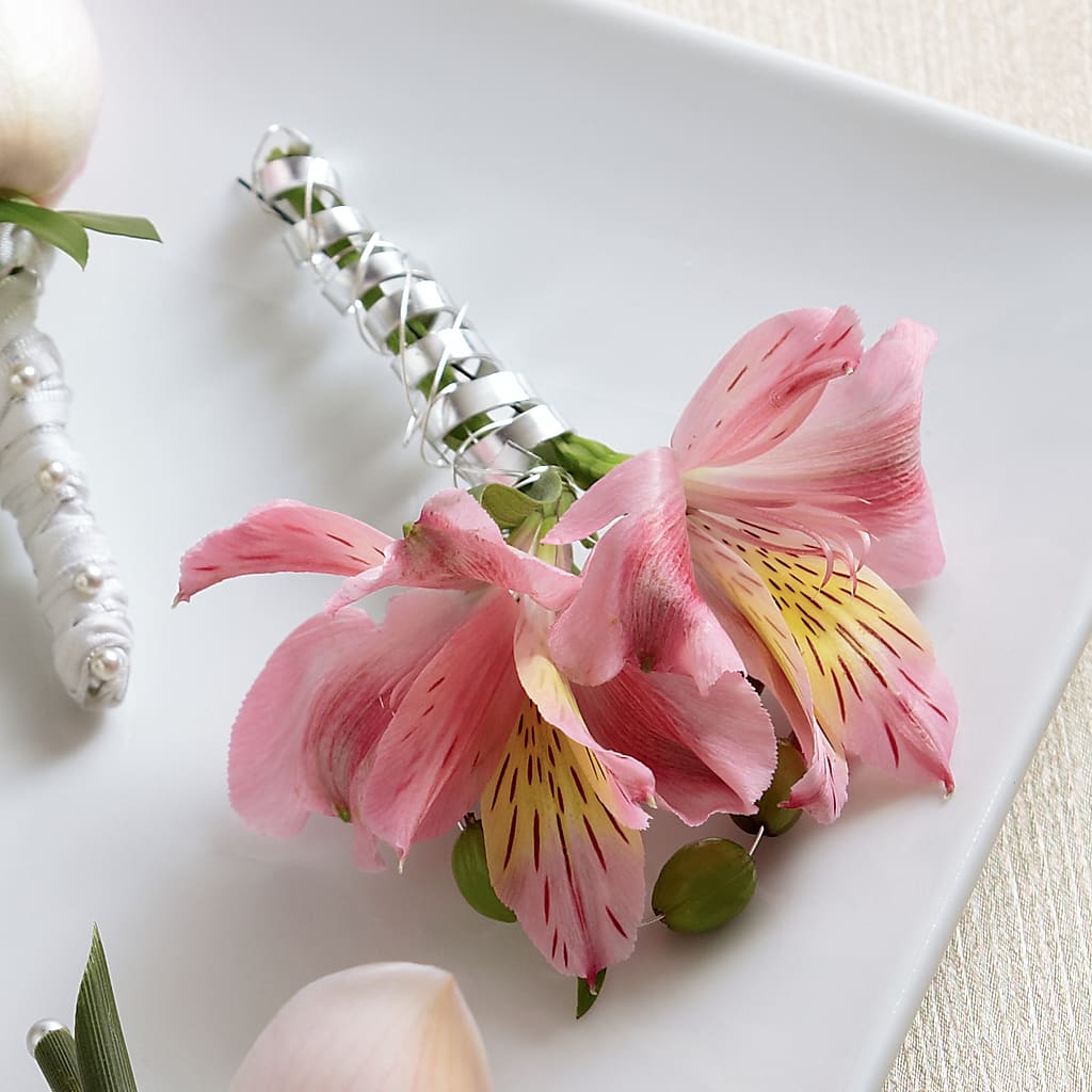 Pink Peruvian Lily Boutonniere – David Flowers Gifts And Interiors, Oklahoma City OK
